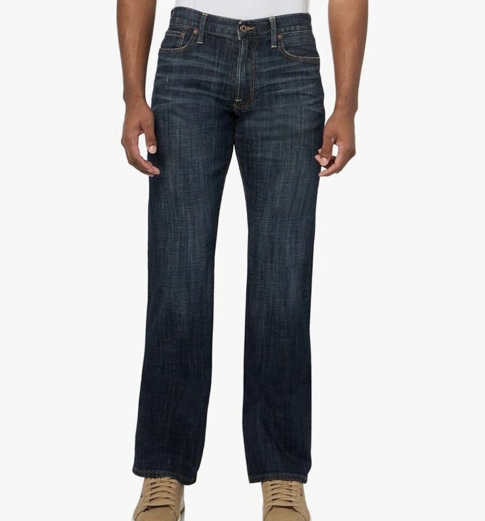 Lucky Brand Mens Straight Fit 42 x 34 Dark Wash Academia Western Festival